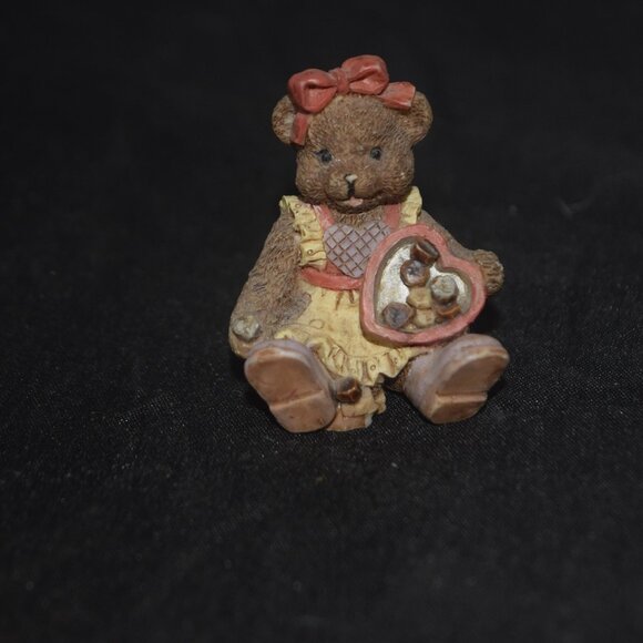Figi Antique Teddies Teddy with chocolates Collectible Figurine Resin Vtg - Picture 1 of 4